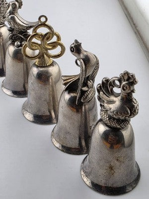 Vintage Complete Set of 12 Reed & Barton's 12 Days of Christmas Silver Bells.