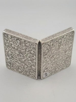 Amazing Antique Italian 800 Silver Cigarette Case Deep Hand Engraving 102 g.
