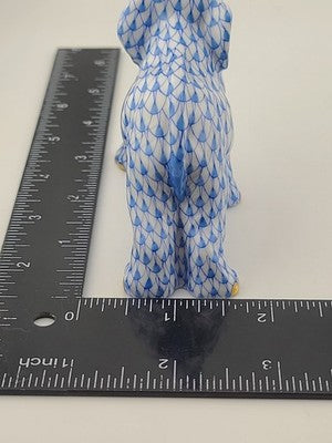 Herend Blue Fishnet Charging Elephant Figurine VHB Artist Signed Vecsey Tamas