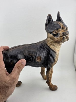 Rare Antique Hubley C 1915 Cast Iron Boston Terrier Door Stop Original Paint