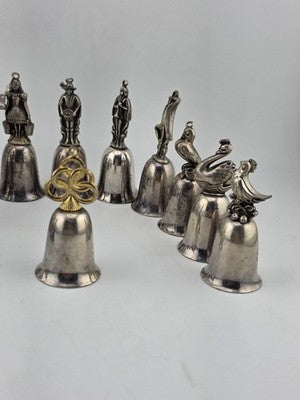 Vintage Complete Set of 12 Reed & Barton's 12 Days of Christmas Silver Bells.