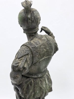 Rare Pair Of Antique Detailed Spelter Statues of Spanish Conquistadors. 15".