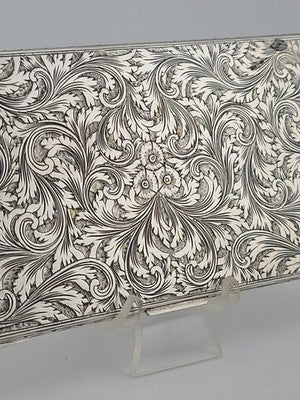 Amazing Antique European 800 Silver Cigarette Case Deep Hand Engraving 203 g.