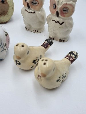 Vintage Lot Of 5 Novelty Animal Salt & Pepper Shakers Owls Pigs Lambs Birds Lion