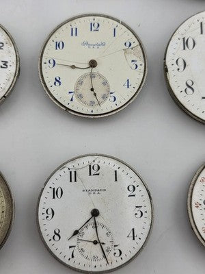 Lot Of 12 Antique Pocket Watch Movement Dial For Parts Repair Watchmaker Estate