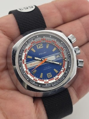 RARE RELAY SPÉCIAL - VINTAGE DIVER MEN'S WATCH / HERREN TAUCHER UHR. WORKS.