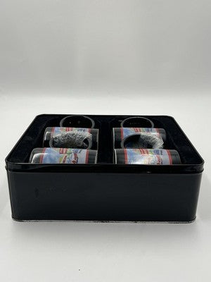 McDonalds Tin With Set Of 4 Coffee Mugs Cups 15 Cent Hamburger Retro MCM