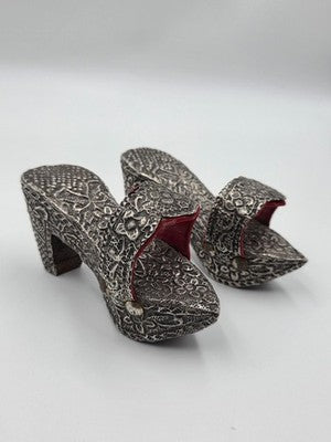 RARE ANTIQUE STERLING SILVER TURKISH CHILD'S NALIN BATH SHOES OTTOMAN EMPIRE