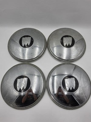 Vintage Buick Tri-Shield Dog Dish Poverty Hub Caps Set of 4 10" 1941-1960 OEM