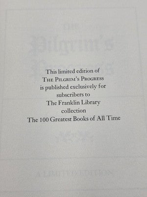 1976 Franklin Library The Pilgrim's Progress John Bunyan Leather Bound Book. New