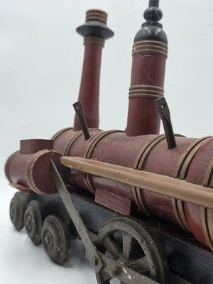 Rare Heavy Vintage Handmade Wooden & Cast Iron Steam Train 24" X 14" X 6"