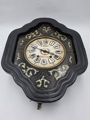 Antique 19th C Mother Of Pearl French E Chery Chateaumeillant Clock. Works. Read