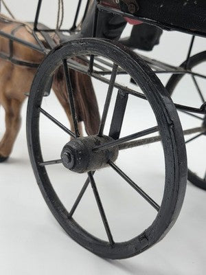 Ultra Rare Antique Horse Carriage Folk Art Composition Driver Cart C1920. 24".