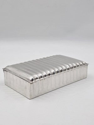 Vintage Ralph Lauren Home Cigar Box Italian Silver Finish Cherry Wood 1990s