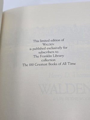 1976 Franklin Library Walden Henry David Thoreau Leather Bound Illustrated. New