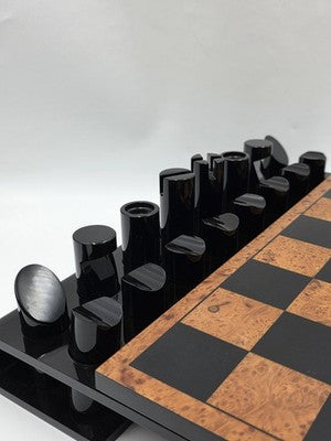 Rare 1960 Rede Guzzini Italy Lucite Chess Set Briar Wood Board Mid Cent. Modern