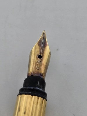 Vintage Must De Cartier Vendome 18K Gold Nib Fluted Fountain Pen Trinity Rings