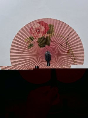 Lot Of 5 Vintage 1970s folding hand fan, Chinese fan with cherry blossom & Birds