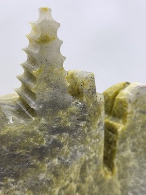 Huge 20.5" China Natural Yellow Green Xiu Jade Carved Mountain House Tree Statue