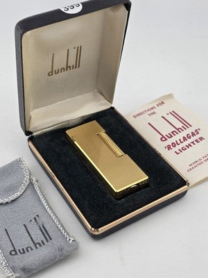 Rare Vintage Dunhill Rollagas Gold Tone Textured Switzerland W Box. Very Clean.