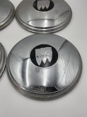 Vintage Buick Tri-Shield Dog Dish Poverty Hub Caps Set of 4 10" 1941-1960 OEM