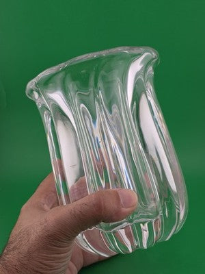 Vintage Orrefors art glass vase. Rare Pattern 6.5 inches tall, 5 inches diameter