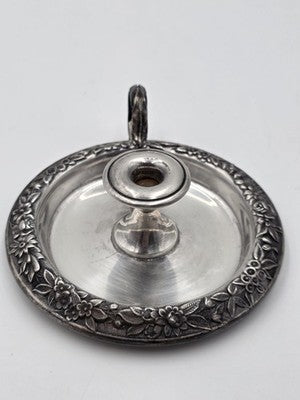 Rare Antique S. Kirk & Son Sterling Silver Repousse Chamberstick Candle Holder