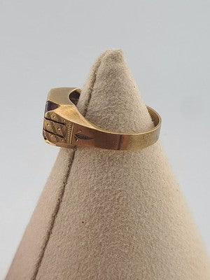 Vintage Mens 10k Solid Gold Masonic With Ruby Ring Size 9 Weight 4.3 Grams