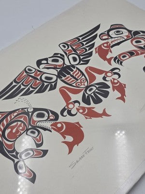 Rare Hand Signed Jack Hudson 1990 Salmon Feast Alaska Native Formline Art Print