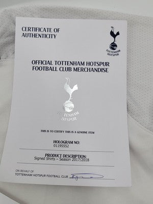 2017-2018 Tottenham Hotspur Spurs Full Team Signed Jersey Official COA hologram.