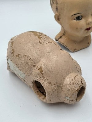 Antique Collectible Composition Doll Heads Lot Baby Doll Parts Creepy Primitive.