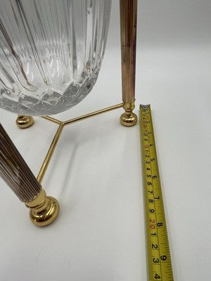 Design Guild Crystal Champagne Chiller Vertical Cut with Stand Brass Barware