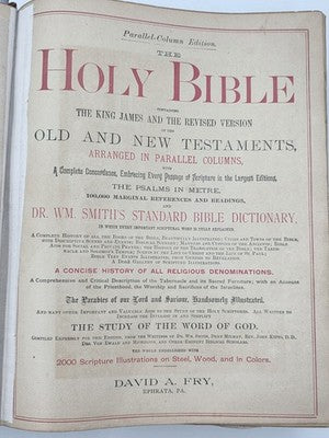 Antique 19th C Victorian Holy Bible 2000 Illustrations Embossed Leather Bible