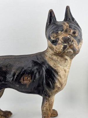 Rare Antique Hubley C 1915 Cast Iron Boston Terrier Door Stop Original Paint