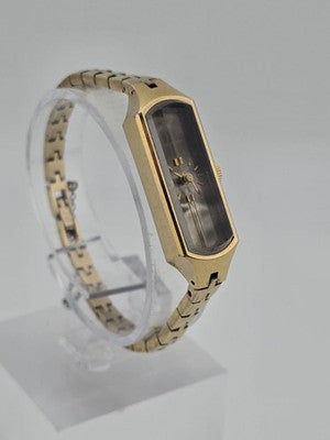 VINTAGE SEIKO 1520-366G 17 JEWELS SILVER GOLD PLATED BEVEL CRYSTAL WATCH WORKS