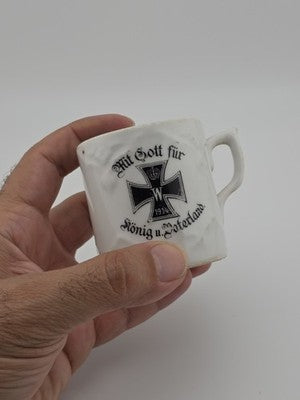 Antique Original WWI German Porcelain Coffee Cup Iron Cross 1914 Kaiser Wilhelm