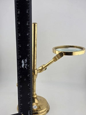 Antique C 1920's Solid Brass Desk Top Magnifying Glass Three Way Adjustable.