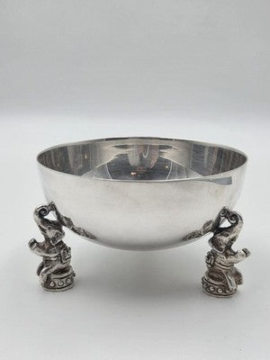 Rare OOAK Jean Boggio Figural Elephant Silver Centerpiece Bowl Surrealist Decor