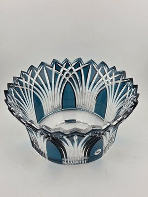 Gourgeous Collectible Vintage Caeser Crystal GOTHIC Large Canistrum Bowl Azure