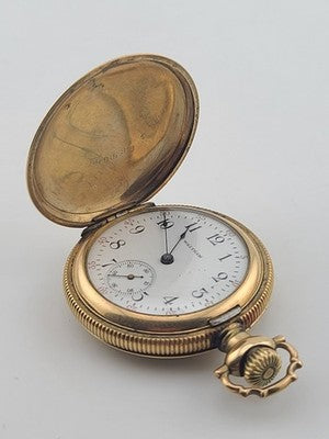 Rare Antique Waltham 12s Pocket Watch 7J Gold Filled 25yr Case C1910 Running