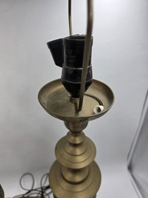 Vintage 1950's Brass Table Lamp Pair James Mont Style Mid Century Modern Etched.