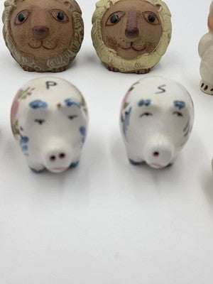 Vintage Lot Of 5 Novelty Animal Salt & Pepper Shakers Owls Pigs Lambs Birds Lion