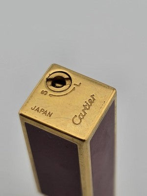 Rare Vintage Cube Cartier Lighter - 18k Yellow GP Red Laquer Cigarette Lighter