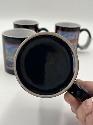 McDonalds Tin With Set Of 4 Coffee Mugs Cups 15 Cent Hamburger Retro MCM
