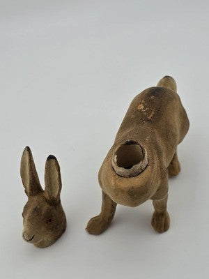 Private: Rare Antique C1890 German Paper Mache Folk Art Composition Rabbit.