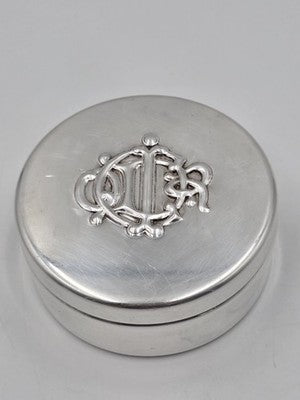 1980s Christian Dior Vintage Silver Plated Monogram Vanity, Trinket Jewelry Box