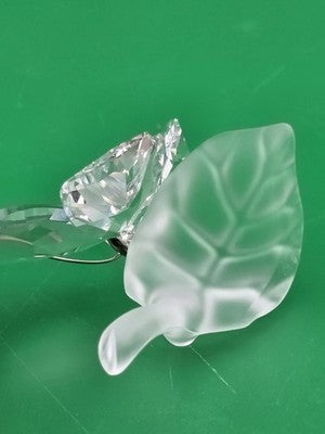 SWAROVSKI Austria Crystal Butterfly on Frosted Leaf Figurine