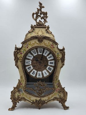 Rare 22" Vintage Rococo Boulle Mantel Clock Franz Hermle German Movement Works