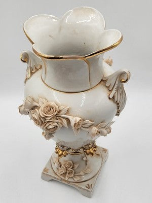 Antique OOAK Mid Century Ornate Hand Made Capodimonte Italy Large Vase No Chips