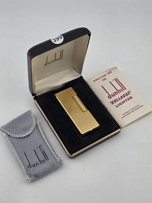Rare Vintage Dunhill Rollagas Gold Tone Textured Switzerland W Box. Very Clean.